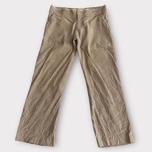 Ya-Ya Women’s Pants Size 6 Linen Blend Wide Straight Leg Beaded Detail Raw Hem